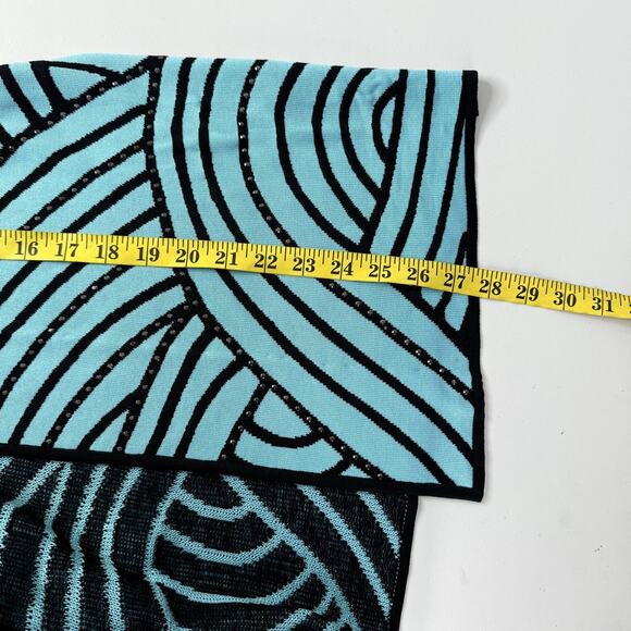 Ming Wang Sweater Womens 1X Blue Black Open Front Cardigan Knit Swirl Studded - Picture 9 of 10